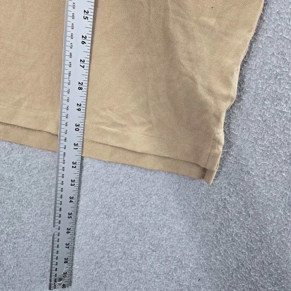 Polo Ralph Lauren Men Polo Shirt XL Beige Logo Split Side Hem Pony Classic READ